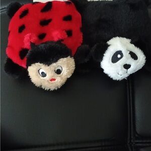 Plush Red and Black Dog Toy Set
